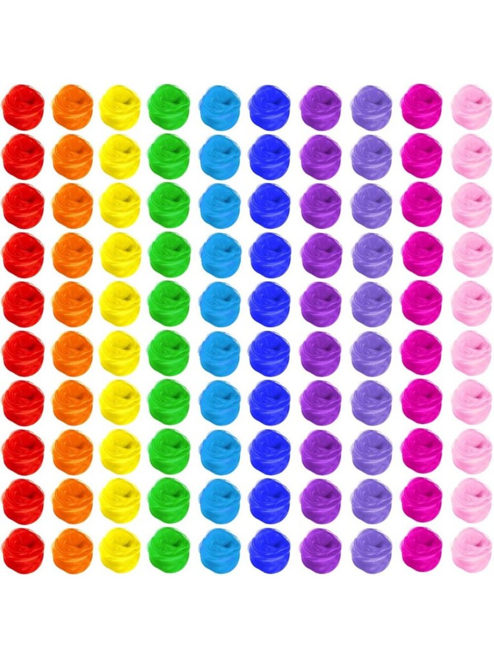 Colorful Juggling Scarves - 100 Pcs Bulk Dance & Play Silk Scarves for Kids